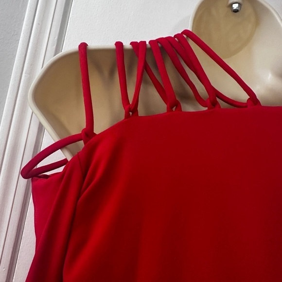 Susana Monaco Women’s Red Cut-Out Shoulder Dress, Size M - Long Sleeve - Picture 9 of 14